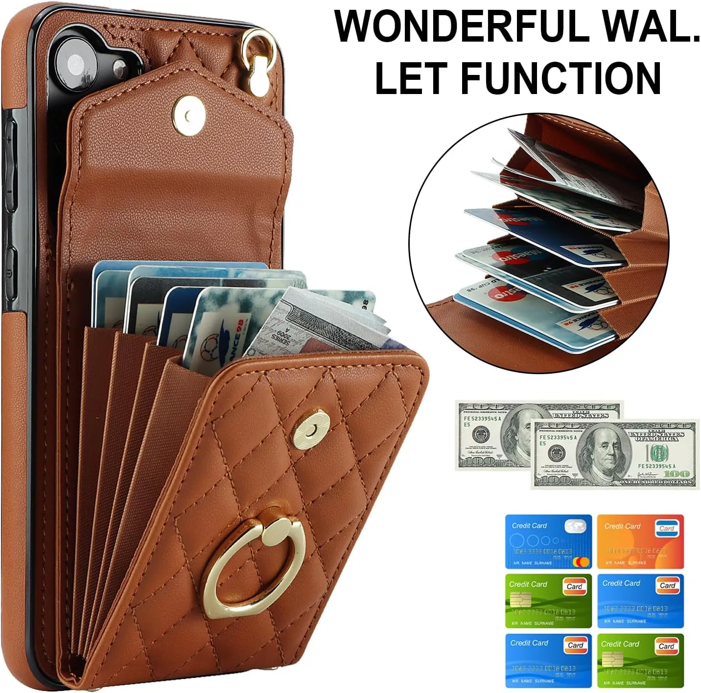 QLTYPRI Crossbody Wallet Case for Samsung Galaxy S24 Plus, PU Leather Phone Case with RFID Blocking Card Slots Holder Ring Kickstand Wrist Strap Lanyard Handbag Purse Cover – Brown