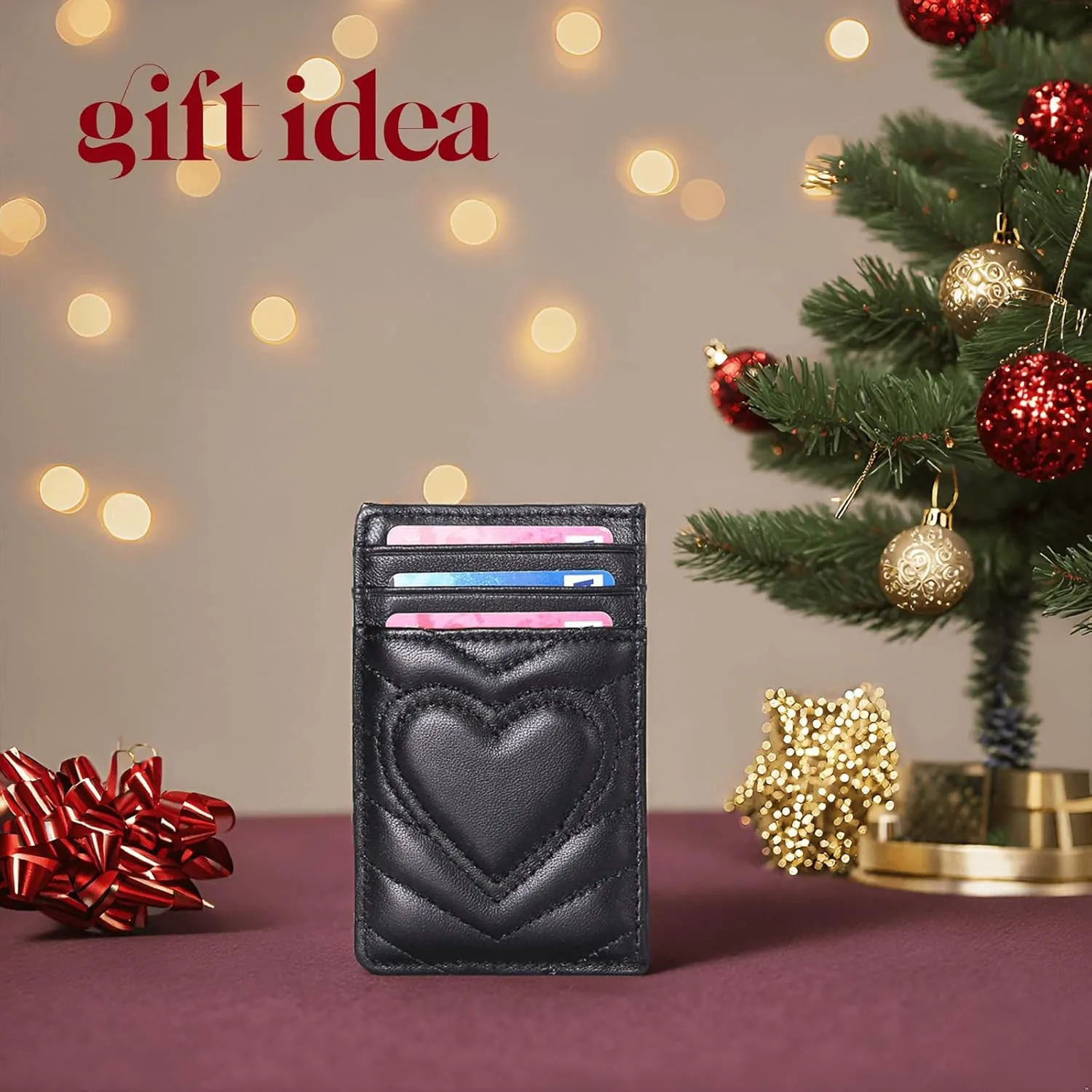Quilted Leather Card Holder Wallet with RFID Blocking - Gifts for Teenage Girls and Women