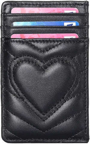 Quilted Leather Card Holder Wallet with RFID Blocking - Gifts for Teenage Girls and Women