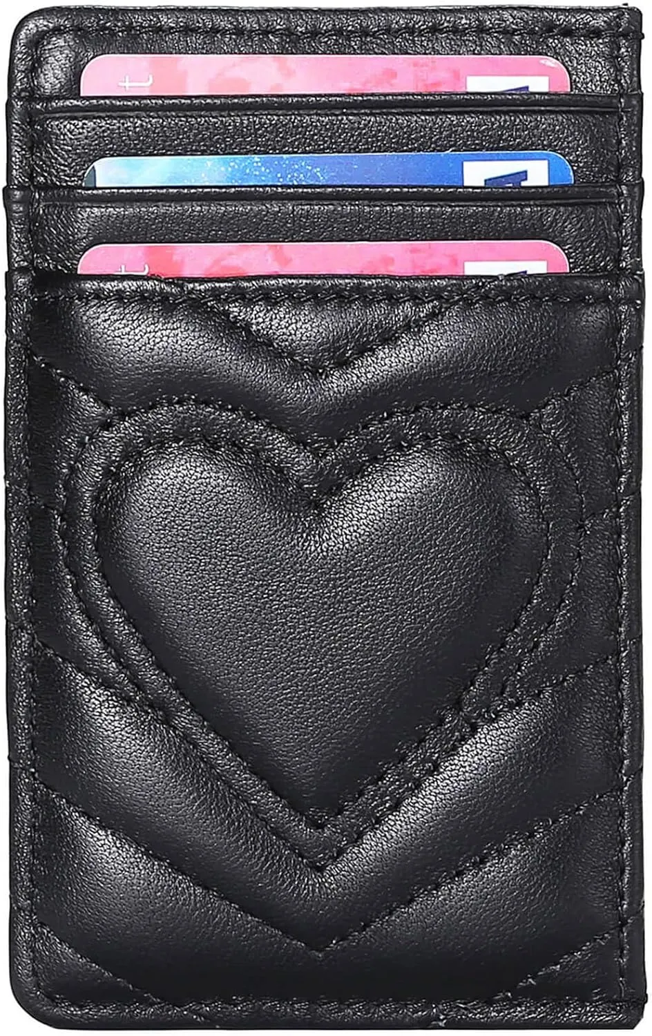 Quilted Leather Card Holder Wallet with RFID Blocking - Gifts for Teenage Girls and Women