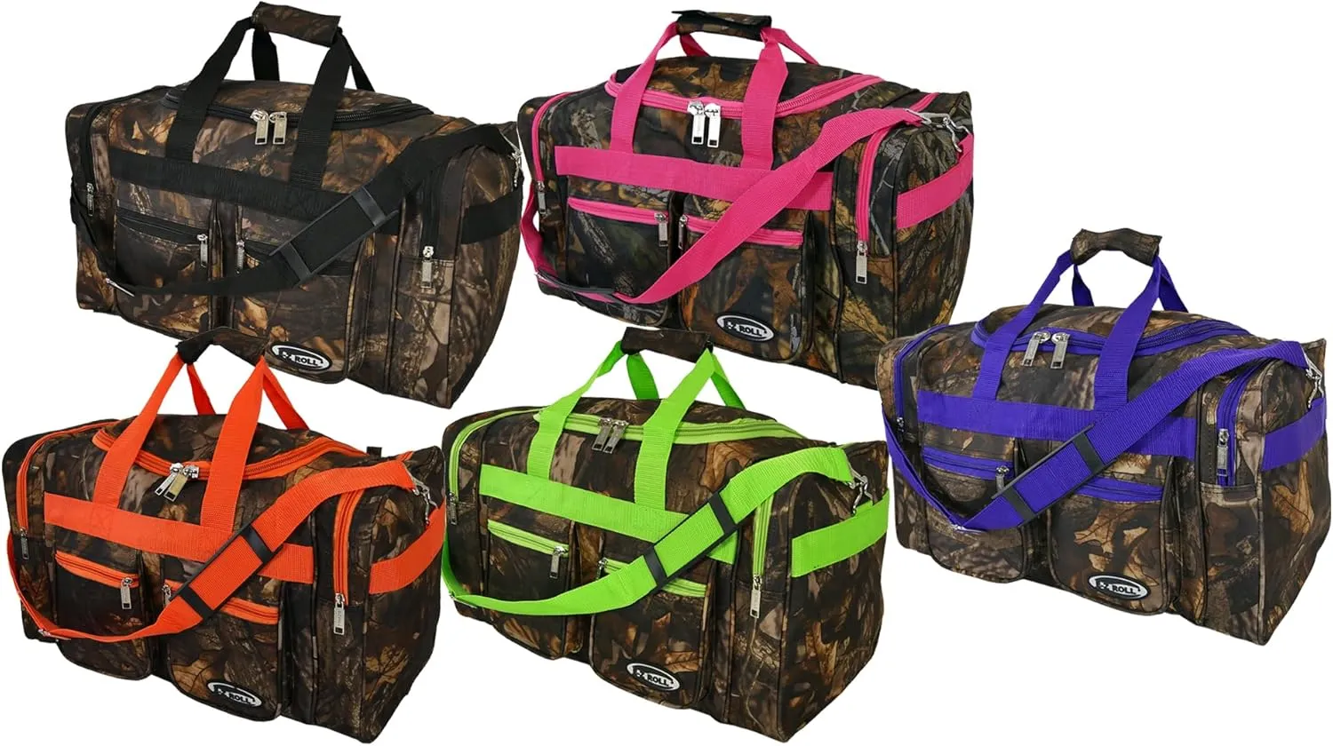 "E-Z Roll" 20 Inch Tree Camouflage Duffle Bag/Outdoor/Sports/Gym/Travel Bag in 5 Colors (Pink Trim)