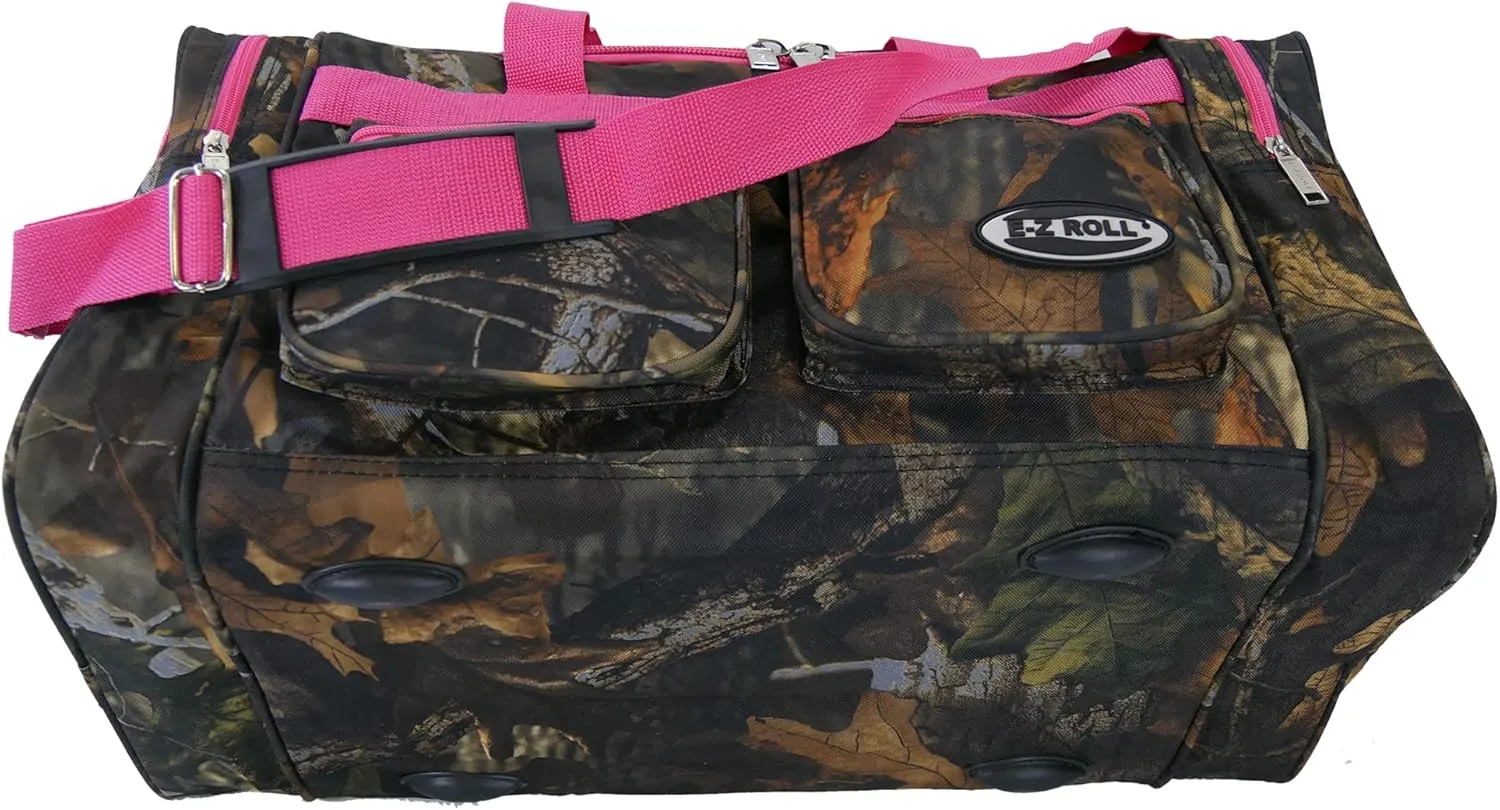 "E-Z Roll" 20 Inch Tree Camouflage Duffle Bag/Outdoor/Sports/Gym/Travel Bag in 5 Colors (Pink Trim)