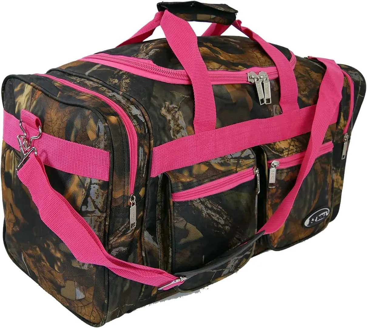 "E-Z Roll" 20 Inch Tree Camouflage Duffle Bag/Outdoor/Sports/Gym/Travel Bag in 5 Colors (Pink Trim)