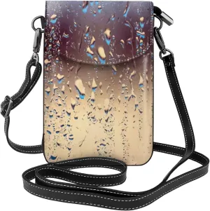 Rain Drops on Glass Print crossbody cell phone purse for women,trendy mini handbag with credit card slots