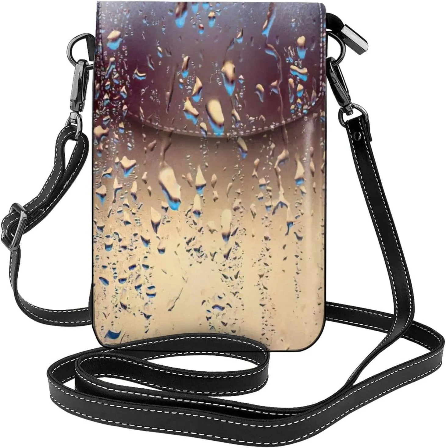 Rain Drops on Glass Print crossbody cell phone purse for women,trendy mini handbag with credit card slots