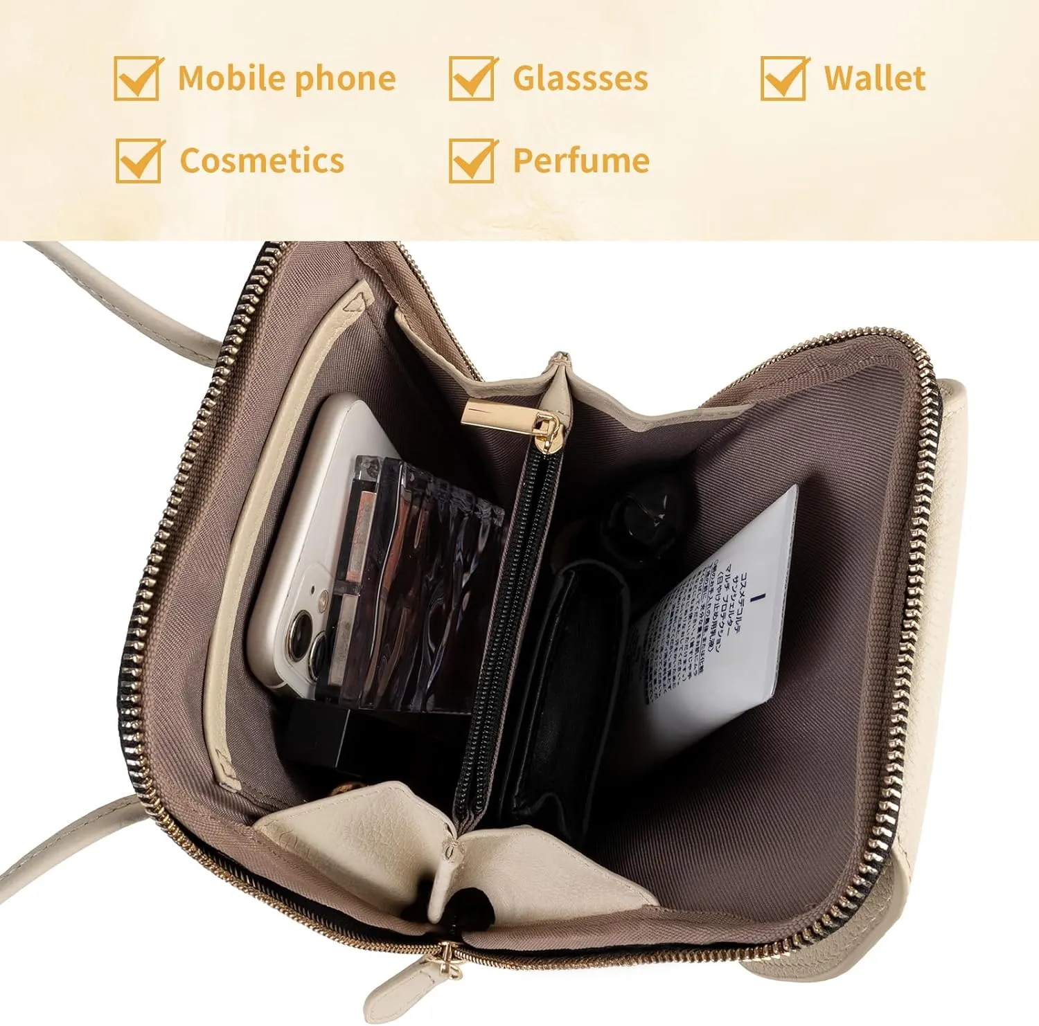 REAL LEATHER CROSSBODY HANDBAG FOR WOMEN,SMALL SIZE PHONE BAGS WITH MAGNETIC LOCK,ZIPPER CLOSURE