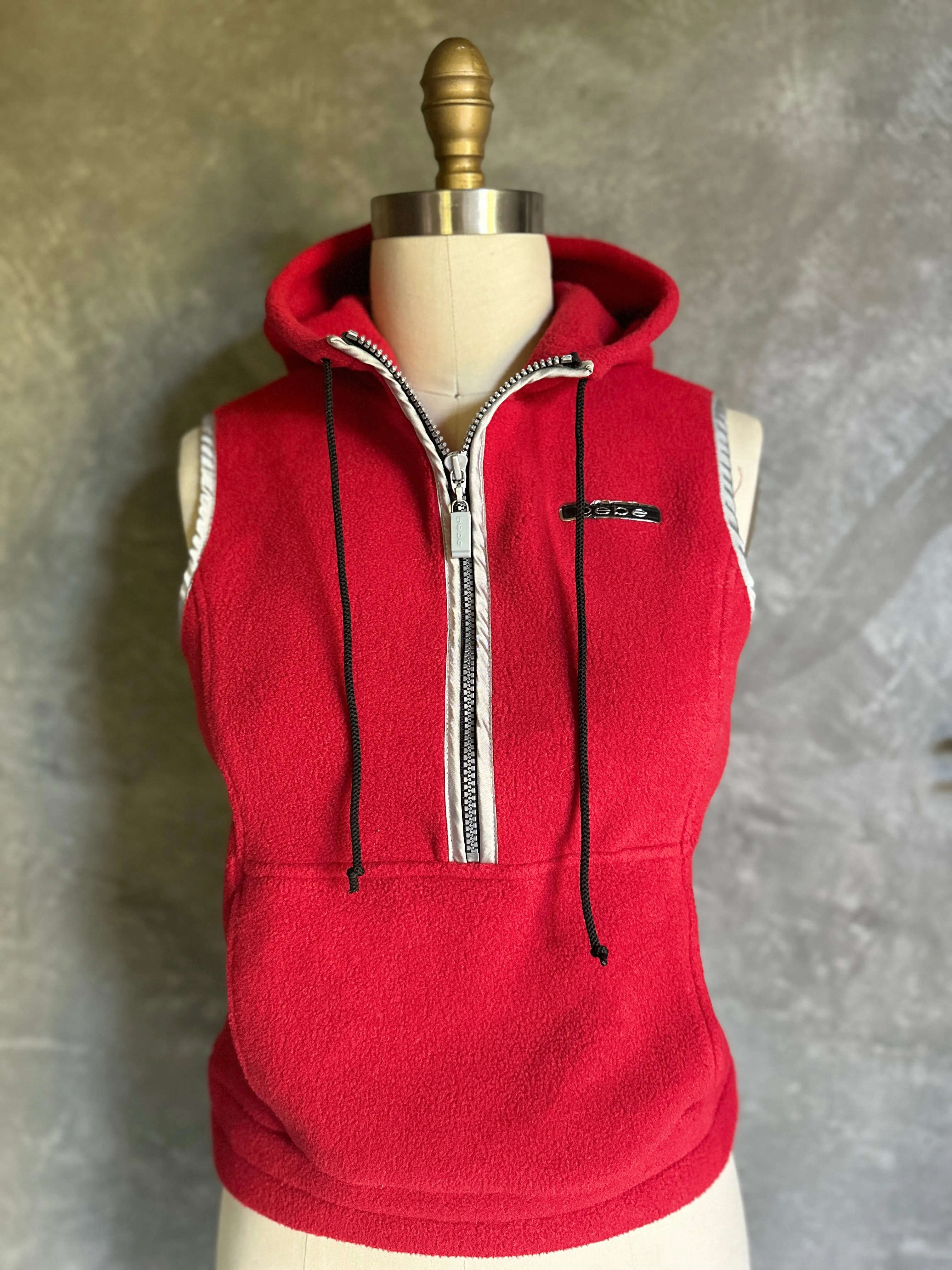 Red Bebe Zip Up Fleece Vest
