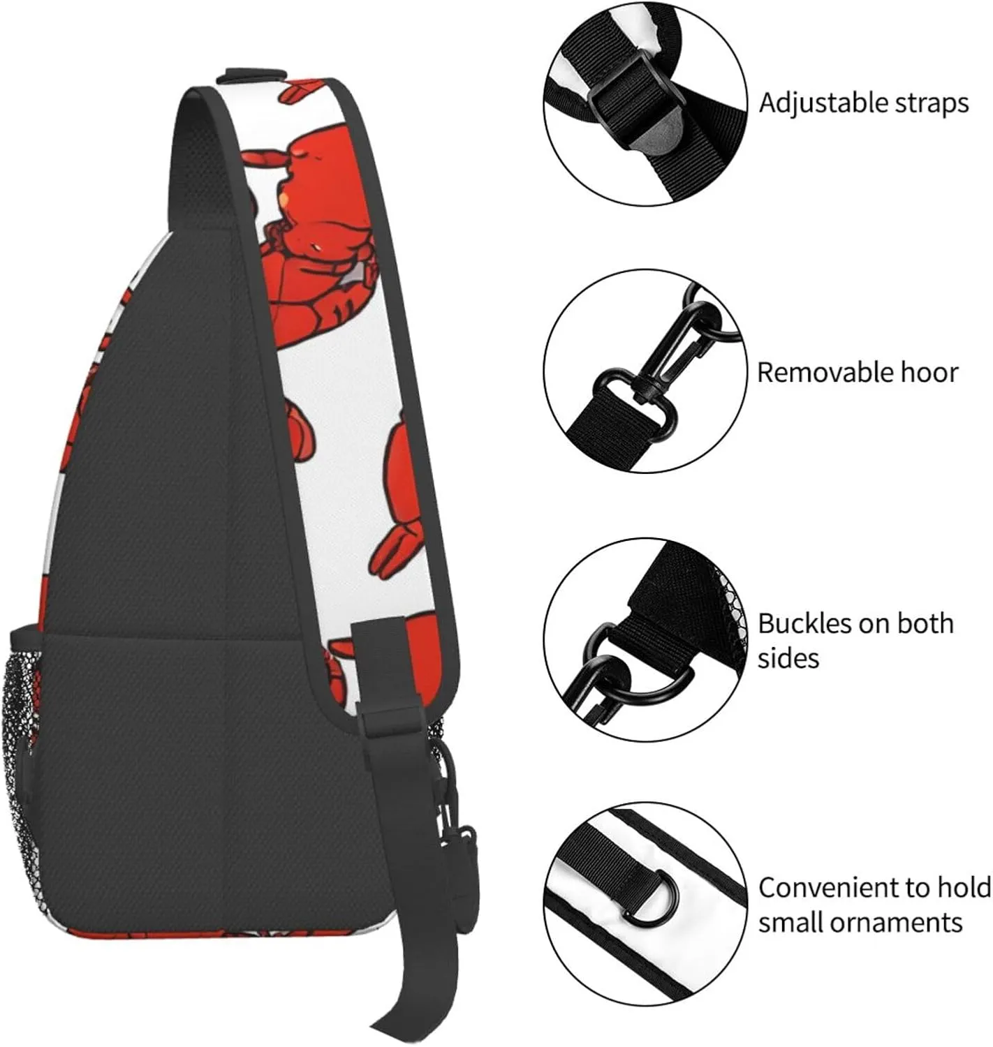 Red Lobster Print Print Cross Chest Bag Diagonally Durable & Comfortable For Travel And Daily Use