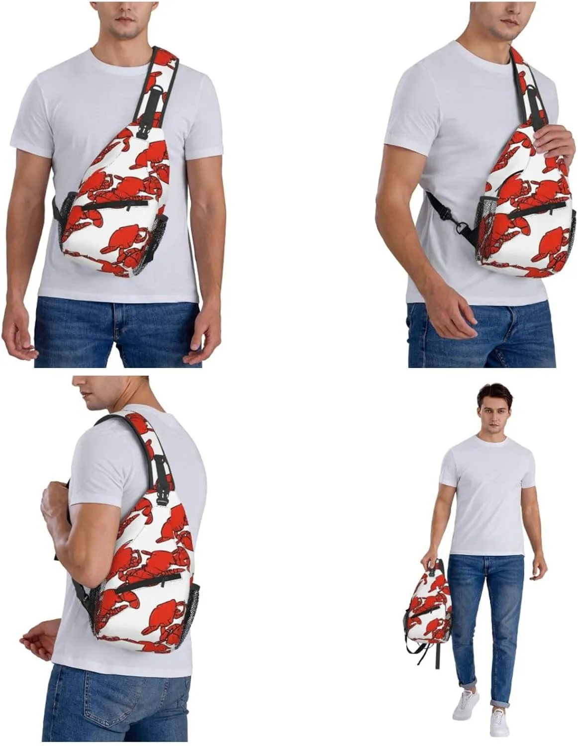 Red Lobster Print Print Cross Chest Bag Diagonally Durable & Comfortable For Travel And Daily Use