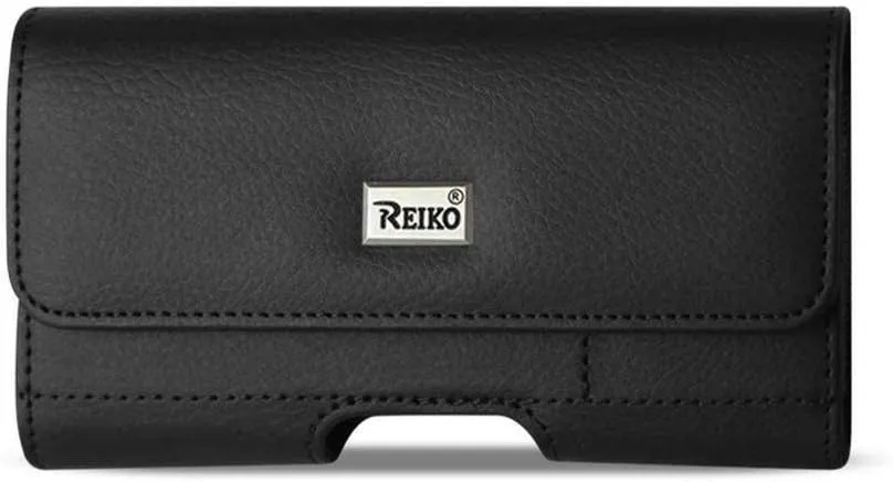 Reiko Horizontal Leather Pouch with Card Holder (6.05X3.18X0.67inch) - Retail Packaging - Black