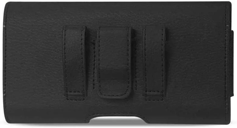 Reiko Horizontal Leather Pouch with Card Holder (6.05X3.18X0.67inch) - Retail Packaging - Black