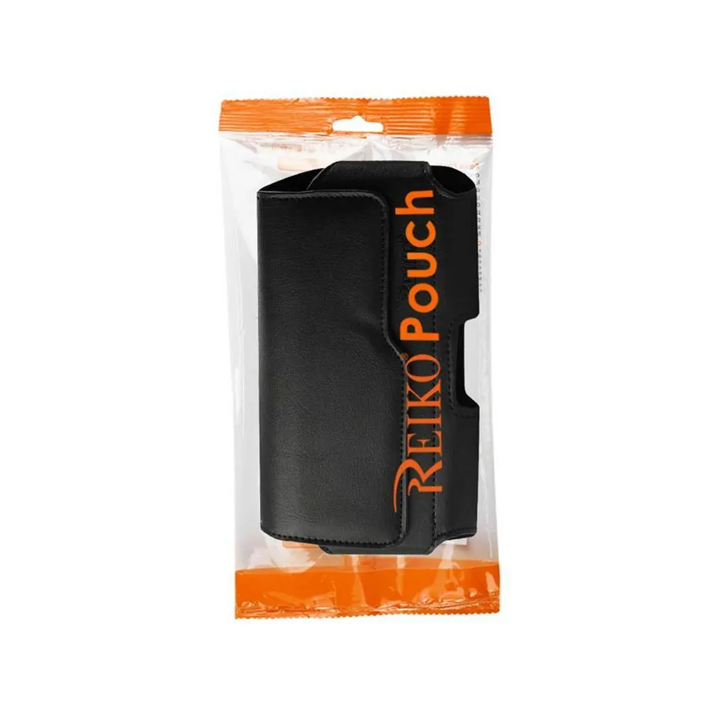Reiko Horizontal Z Lid Leather Pouch Iphone4 Plus Black