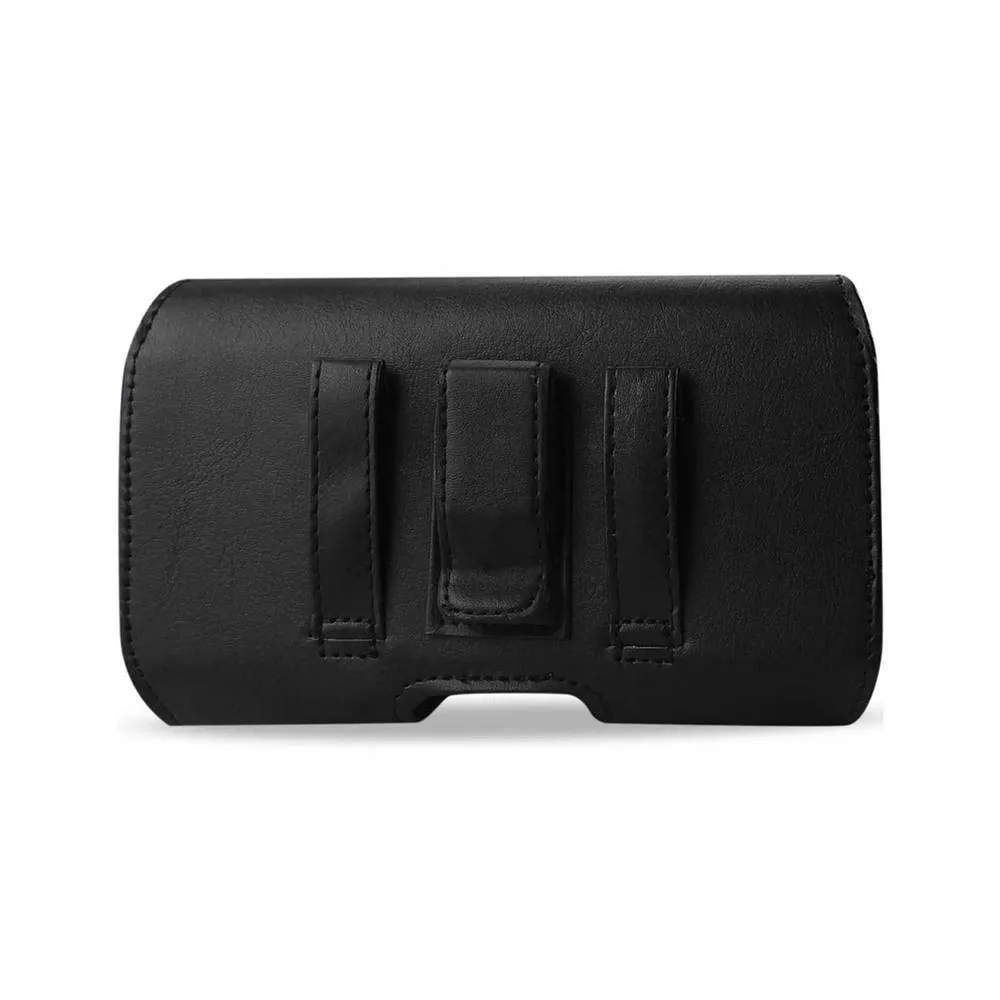 Reiko Horizontal Z Lid Leather Pouch Iphone4 Plus Black