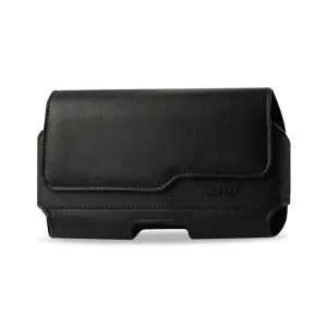 Reiko Horizontal Z Lid Leather Pouch Iphone4 Plus Black