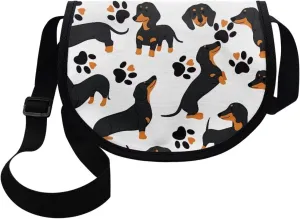 Renewold Cute Dachshund Pattern Crossbody Purse for Boys Girls Shoulder Bag with Adjustable Strap Kids Teens Cross Body Bag Messenger Bags Crossbody Handbags for Storage Coin Wallet Keys Toys