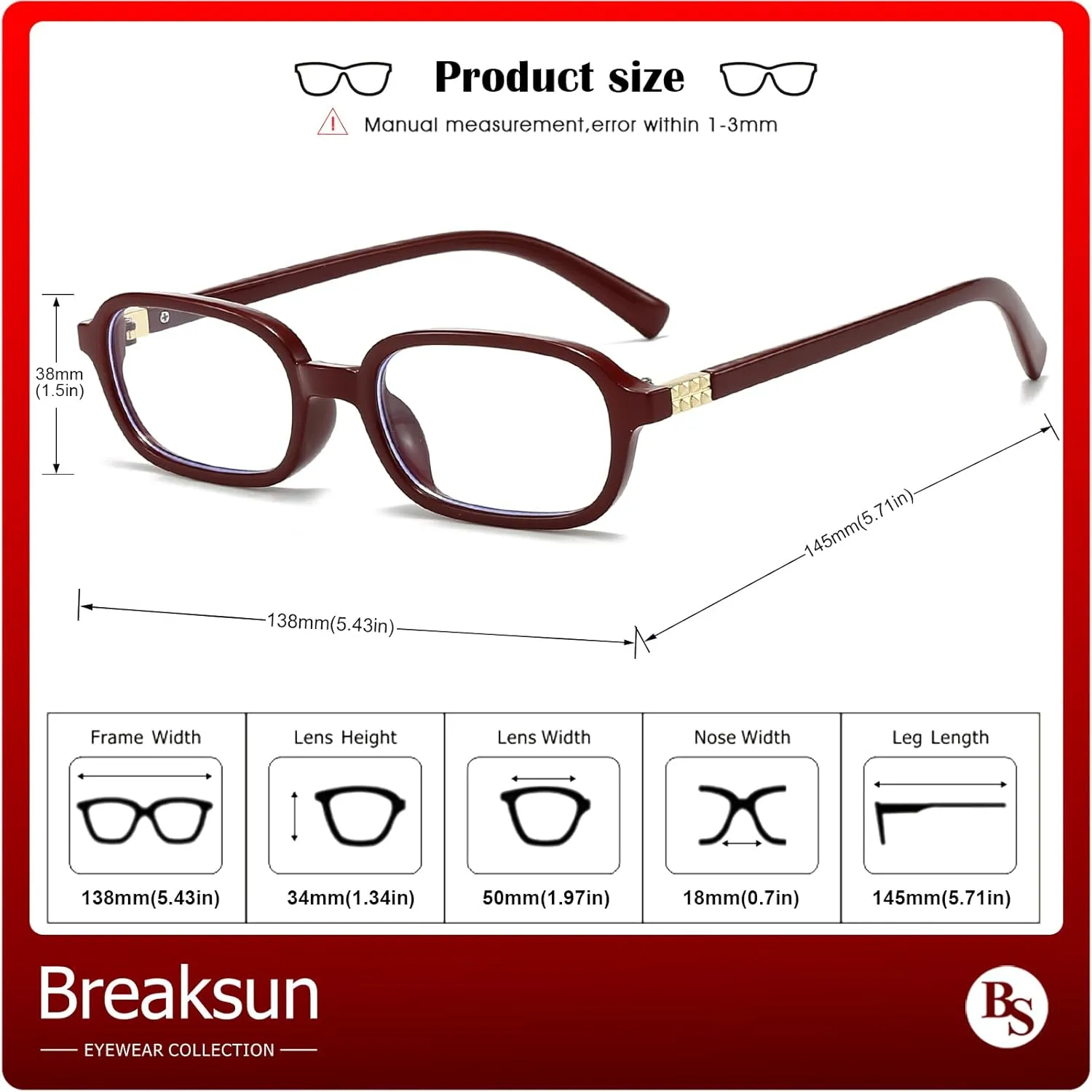 Retro Rectangle Glasses for Women Men Small Square Blue Light Blocking Glasses Vintage Eyeglasses