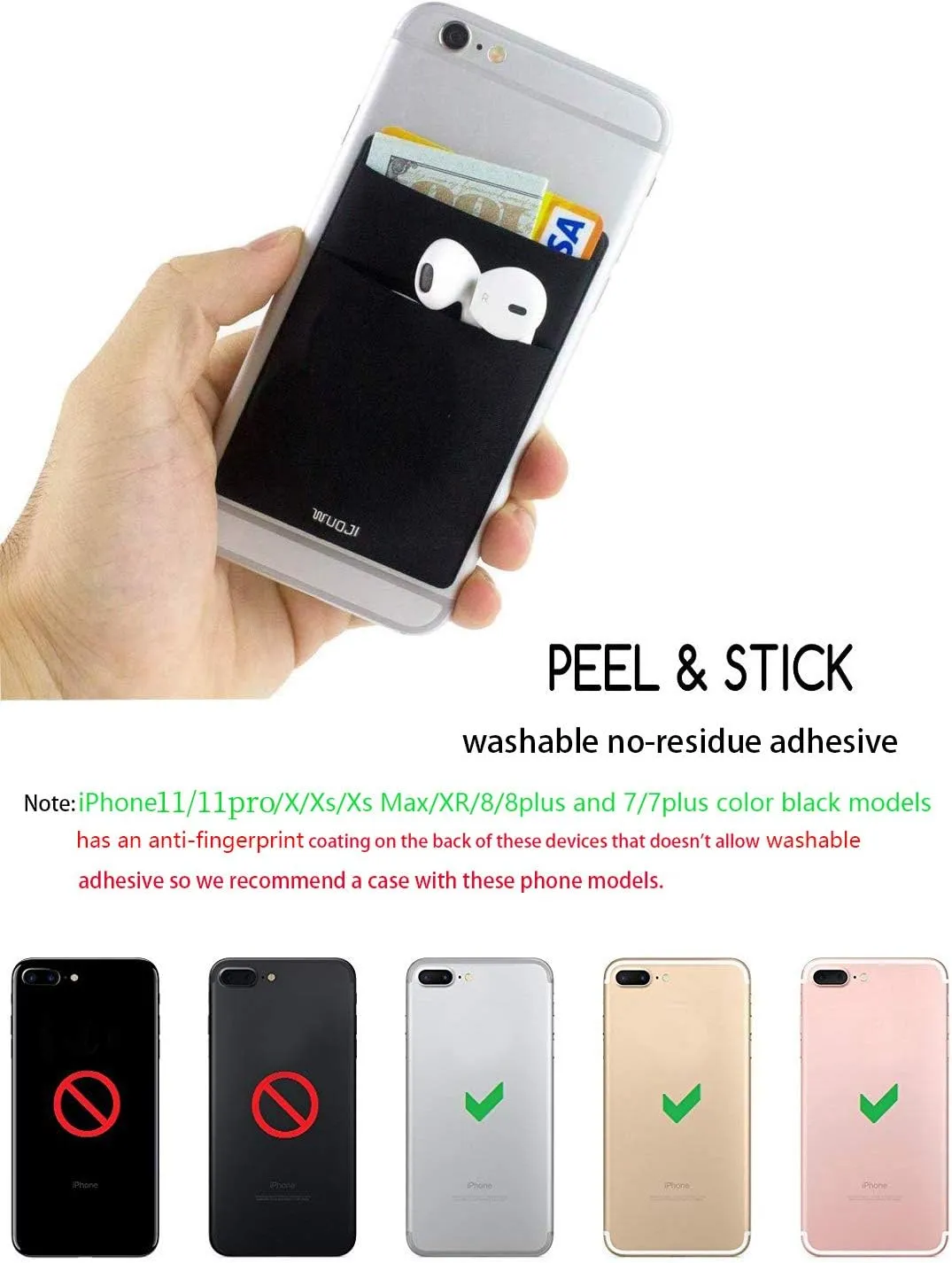 RFID Blocking Phone Card Wallet - Double Secure Pocket - Ultra-Slim Self Adhesive Credit Card Holder Card Sleeves Phone Wallet Sticker All Smartphones (Green)-2PC