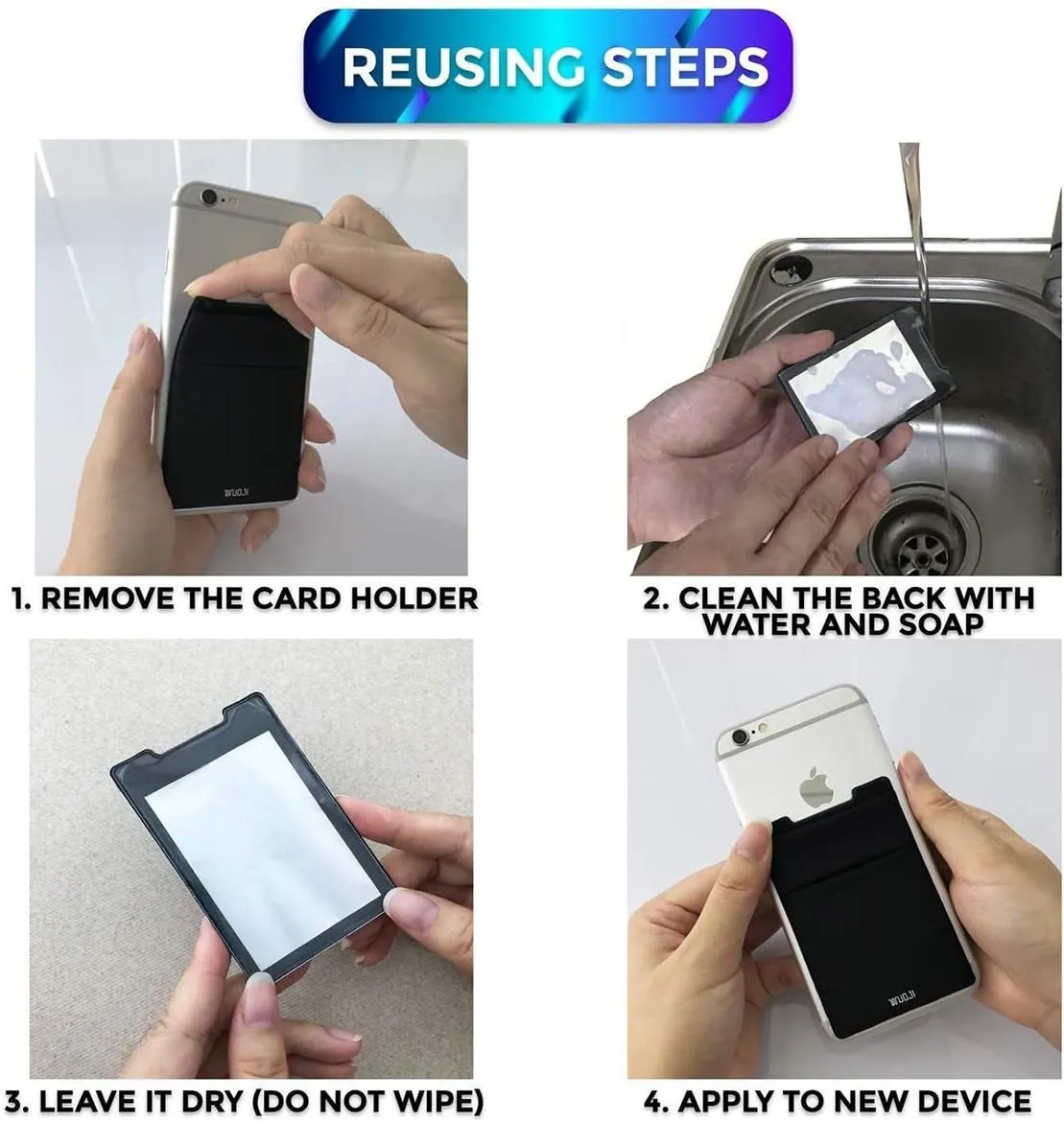 RFID Blocking Phone Card Wallet - Double Secure Pocket - Ultra-Slim Self Adhesive Credit Card Holder Card Sleeves Phone Wallet Sticker All Smartphones (Green)-2PC