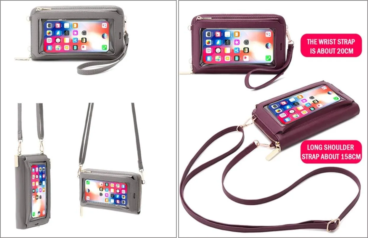 RFID Blocking Touch Screen Phone Bag Small Crossbody Bag Shoulder Handbag Wristlet for Women