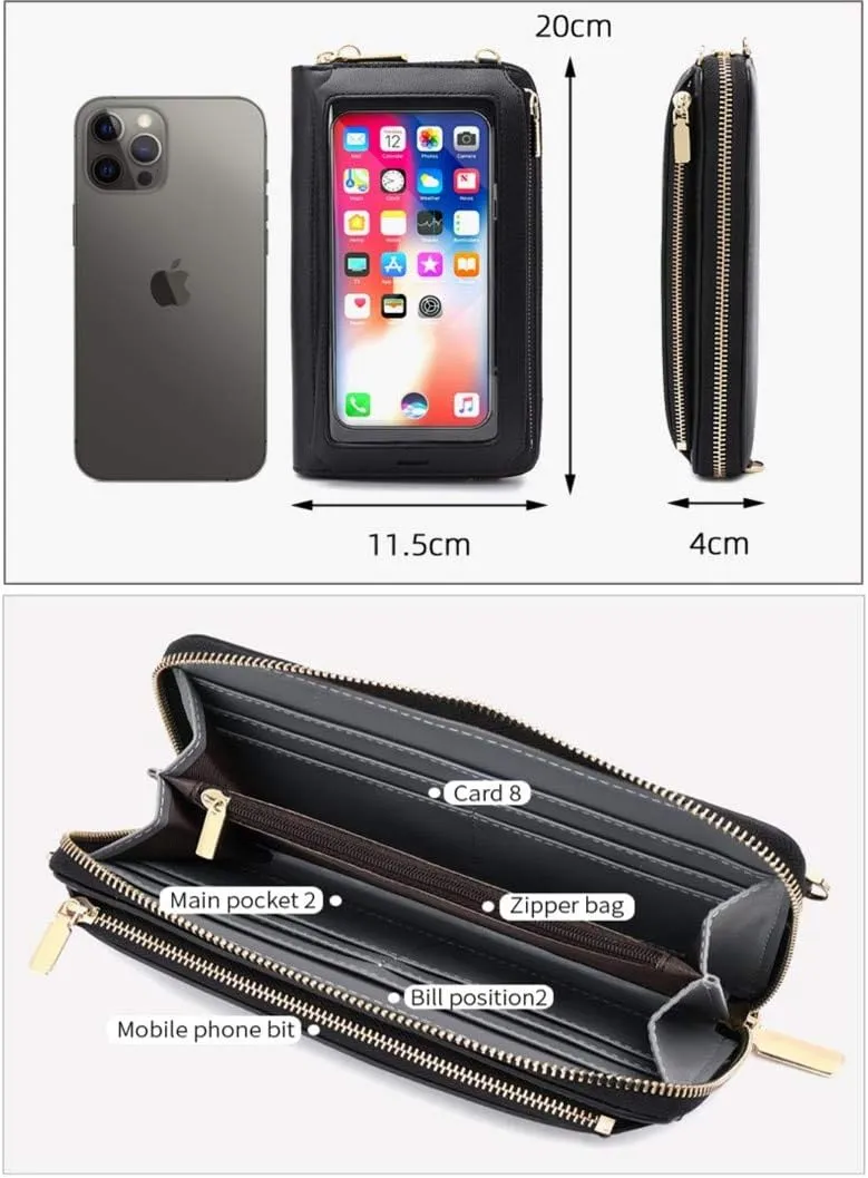 RFID Blocking Touch Screen Phone Bag Small Crossbody Bag Shoulder Handbag Wristlet for Women