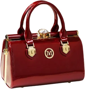 Rhinestone Buckle Shoulder Bag for Women's Leather Top Handle Satchel Crossbody Handbags Evening Bag Purses Hard