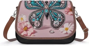 Rhinestone Butterfly Laptop Tote Bag Leather Computer Bags Lined Shoulder Purse Purses And Handbags Business Office Work Bag Top Handle Handbag for Women