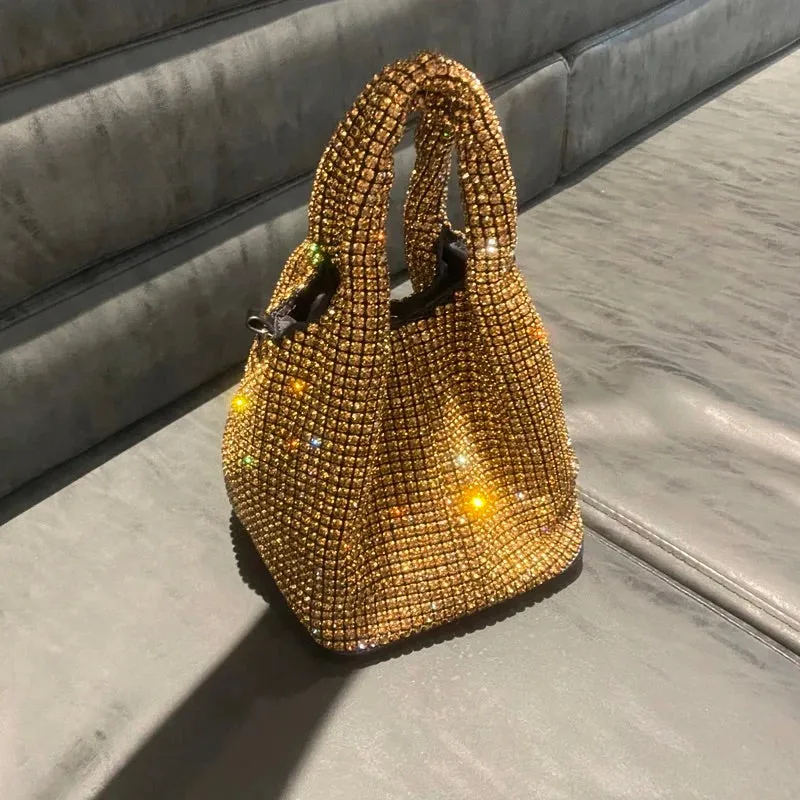 Rhinestone handbag - glittering evening purse for women, luxury hobo tote bag