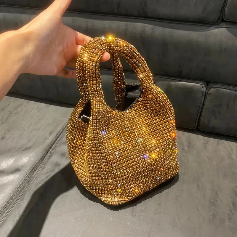 Rhinestone handbag - glittering evening purse for women, luxury hobo tote bag
