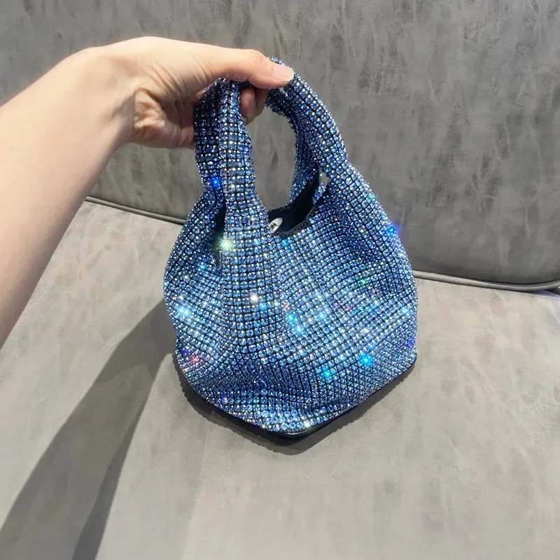 Rhinestone handbag - glittering evening purse for women, luxury hobo tote bag