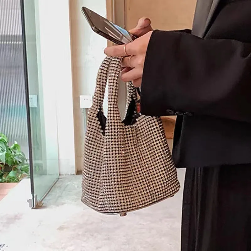 Rhinestone handbag - glittering evening purse for women, luxury hobo tote bag