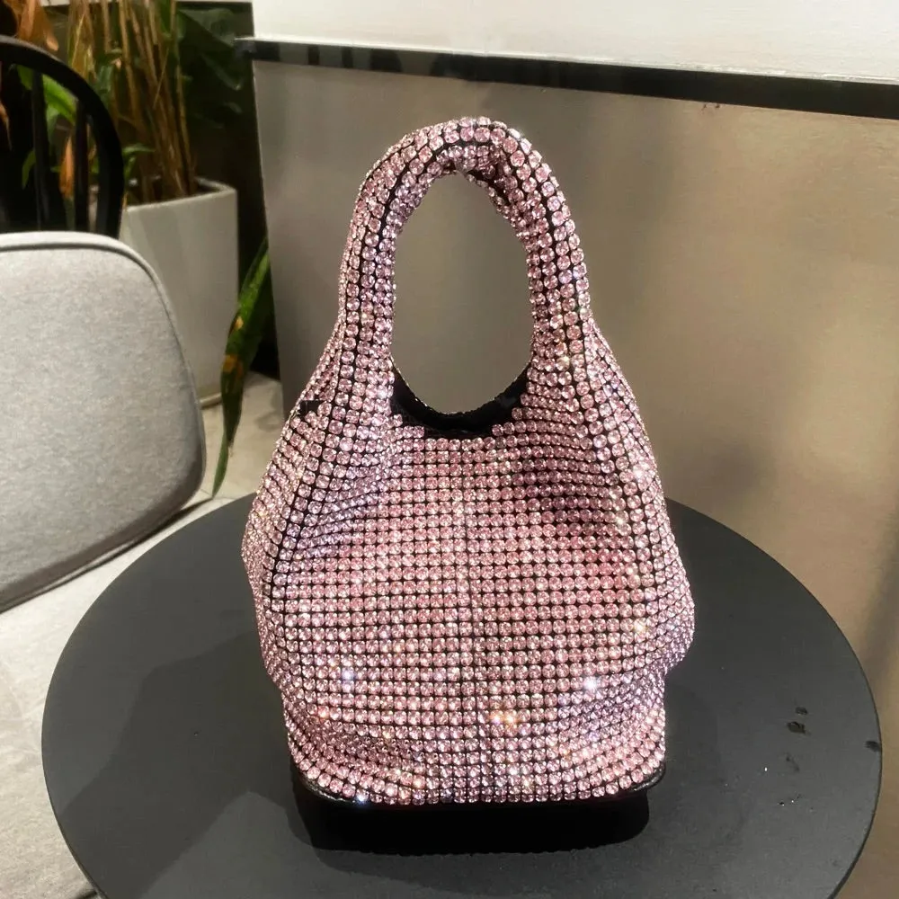 Rhinestone handbag - glittering evening purse for women, luxury hobo tote bag