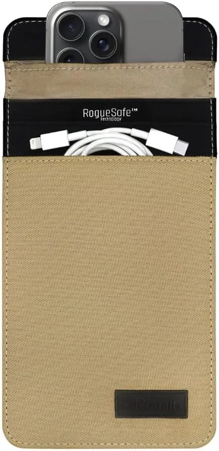 Rōnin Faraday Bags for Phones - EMF Blocking Phone Faraday Bag, Signal-Blocking Faraday Phone Case, Complete Go Dark Faraday Bags, RFID & GPS Anti-Tracking Privacy Pouch Sand