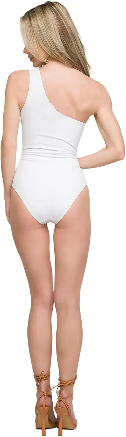 ROBERTO CAVALLI White One Piece One Shoulder Swimsuit- for Womens