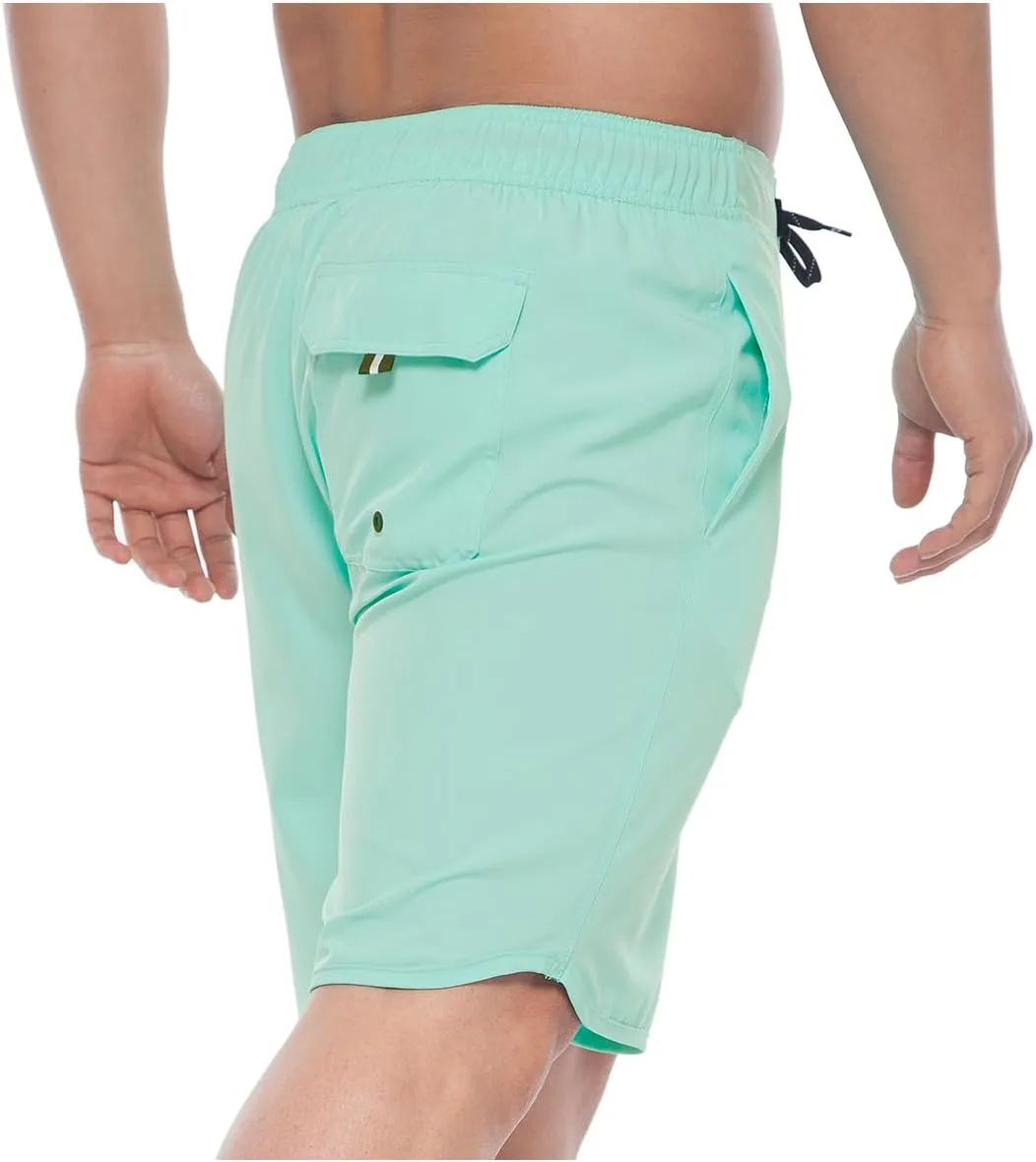 Rokka&Rolla Men's Swim Trunks Quick Dry Stretch Beach Shorts Swimwear Bathing Suit with Mesh Lining