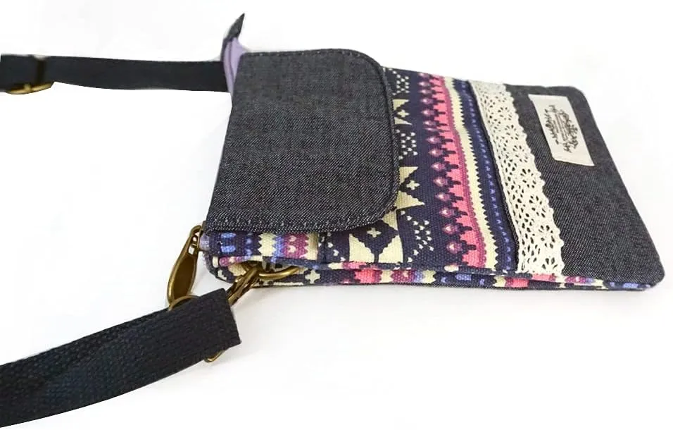 Roomy Cell Phone Purse Wallet Canvas Small Crossbody Purse Bags with Shoulder Strap For Women teen girlsl