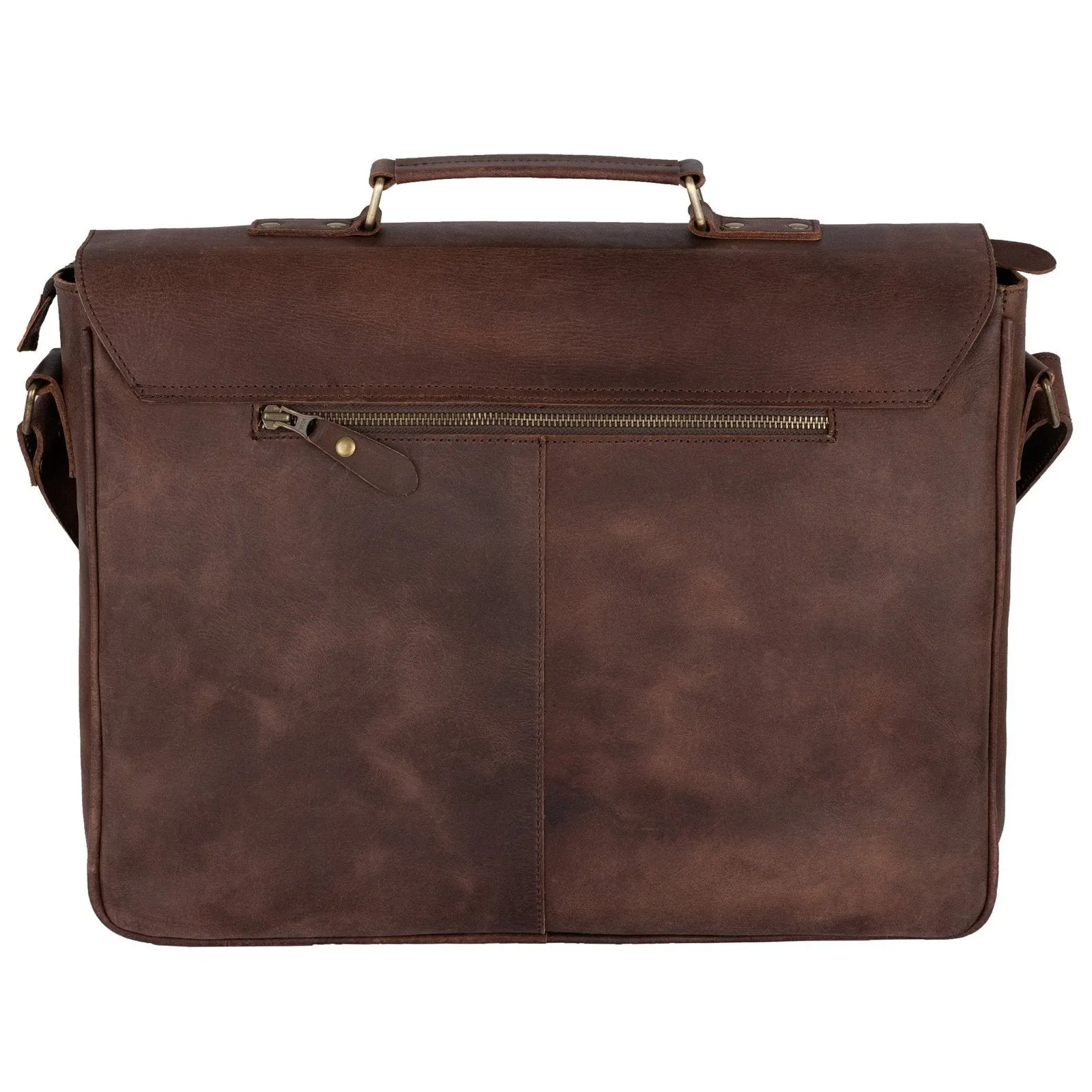 Rustic Distressed Brown Leather Laptop Messenger Bag for Men & Women