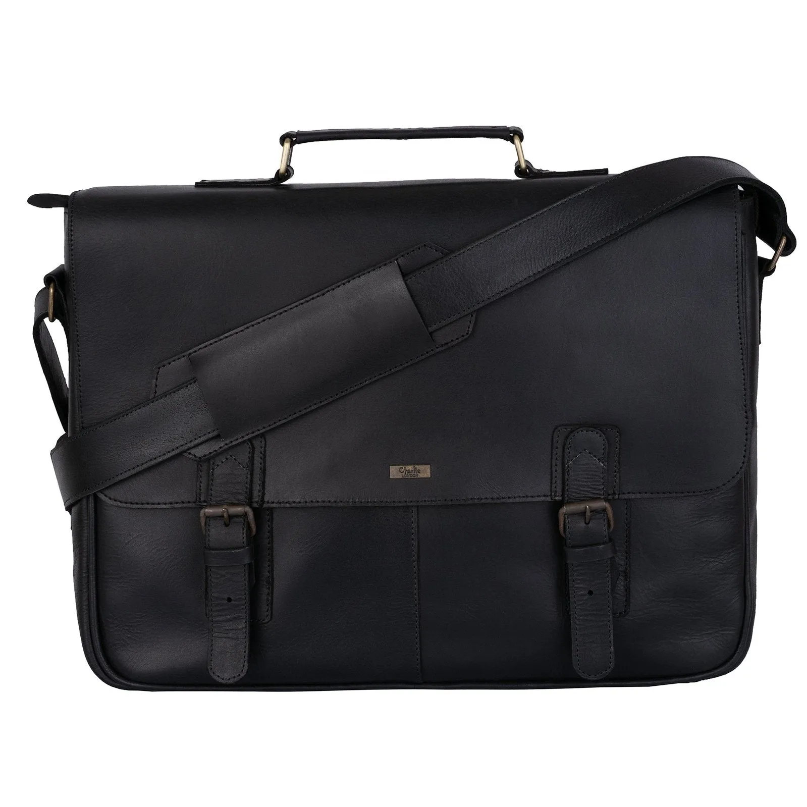 Rustic Distressed Brown Leather Laptop Messenger Bag for Men & Women