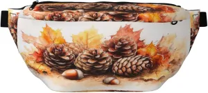 Rustic Pinecones Autumn Leaves Fanny Pack For Women Man, Waist Belt Bag Crossbody For Sports Travel Hiking Running Jogging