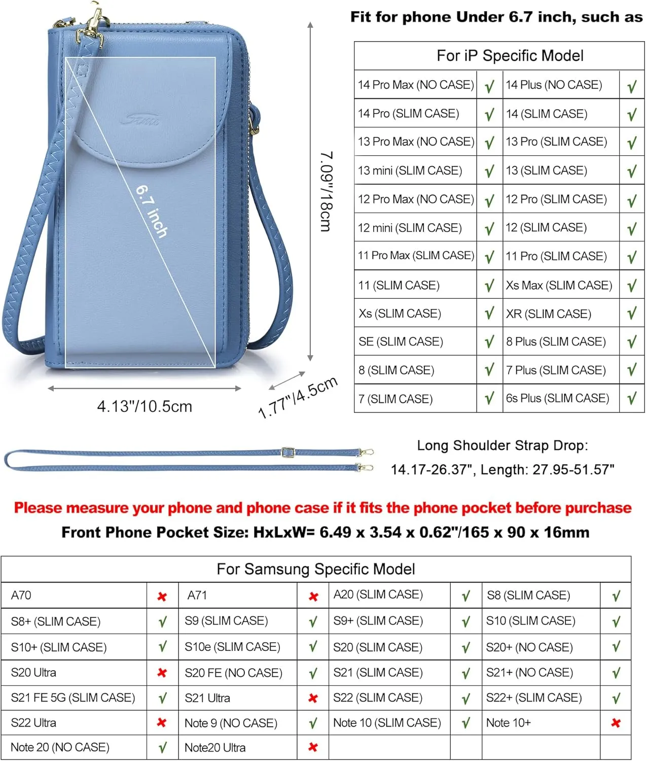 S-ZONE Small Crossbody Bags for Women Cell Phone Purse RFID Blocking Wallet Purses with Credit Card Slots
