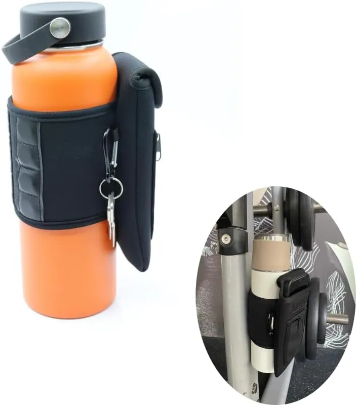 SACSTAR Magnetic Water Bottle Sleeve Bag with Large Pocket Phone Holder, Attach it to Any Equipment, Gym Essentials Accessory