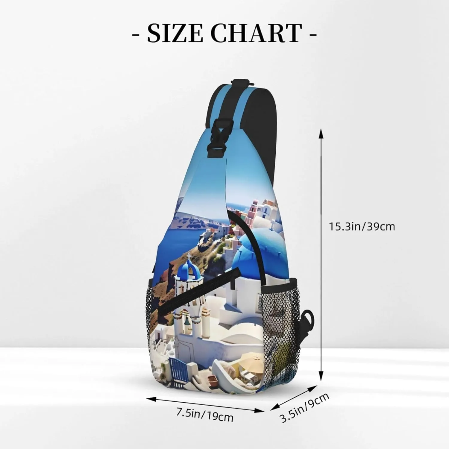 Santorini Greek Island Sea View Print Cross Chest Bag Diagonally For Short-Distance Travel And Daily Use