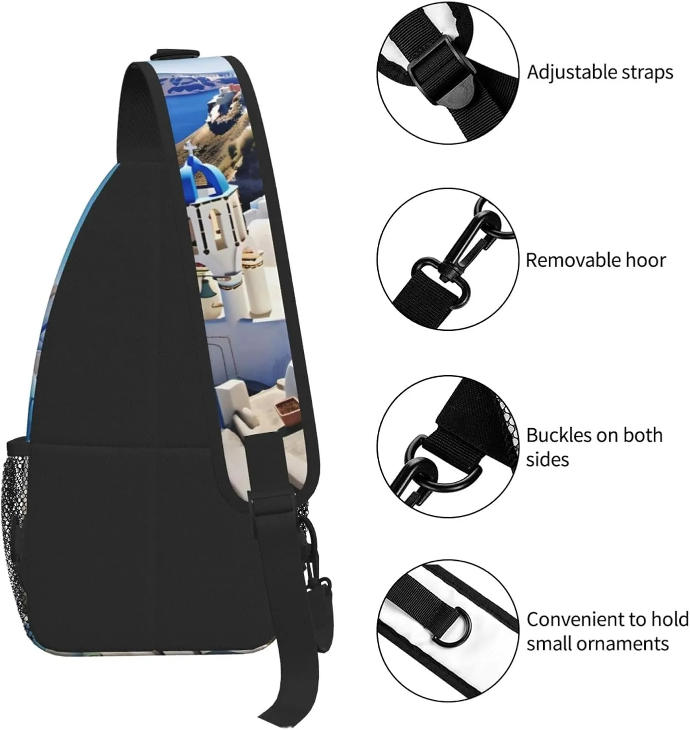 Santorini Greek Island Sea View Print Cross Chest Bag Diagonally For Short-Distance Travel And Daily Use