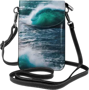 Scenic sea water Print crossbody cell phone purse for women,trendy mini handbag with credit card slots