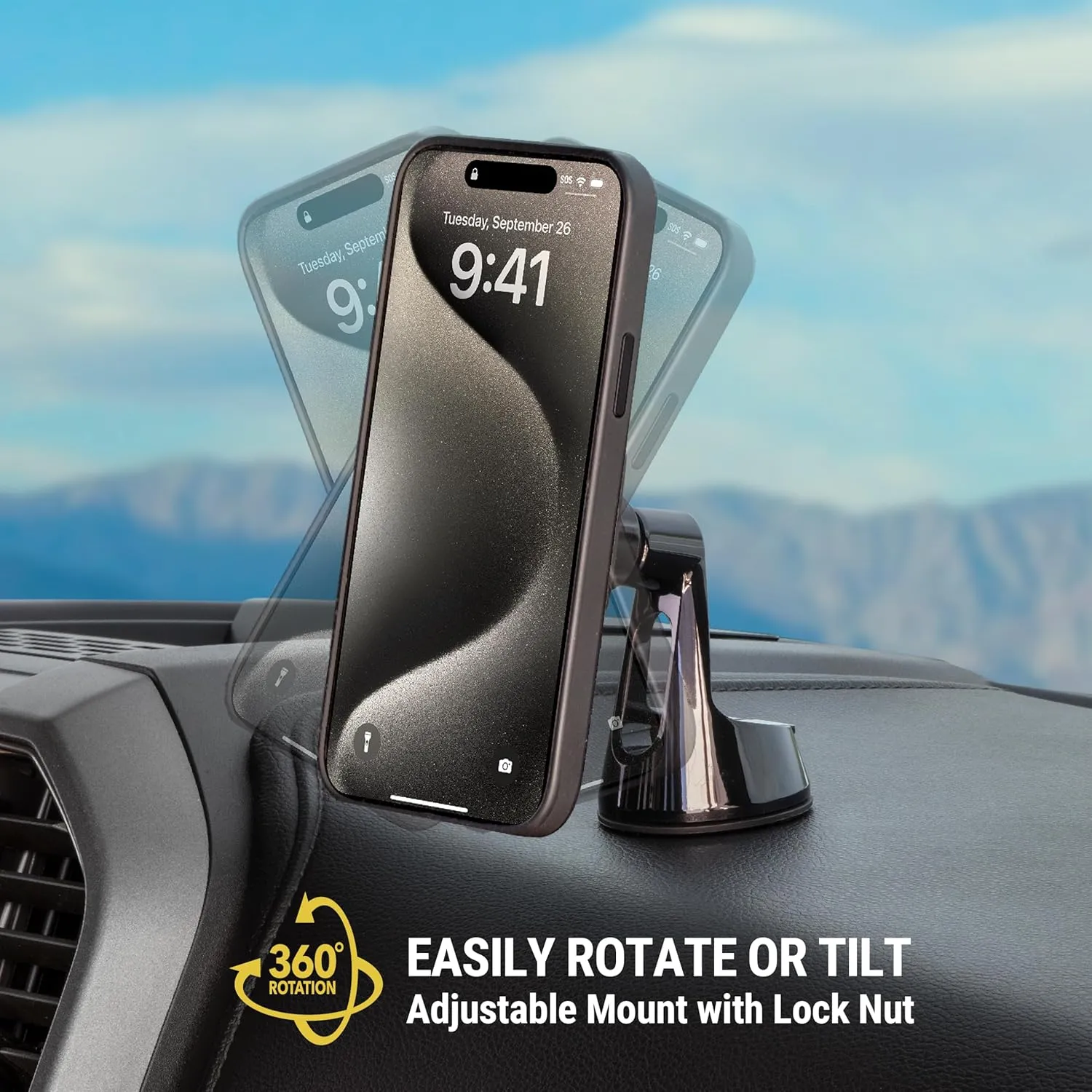 Scosche MagicMount Pro MS 3-in-1 Magnetic Phone Mount, Hands-Free Cell Phone Holder for Car Dashboard/Windshield/Vent Compatible with iPhone 16/15/14/13/12 Pro Pro Max Plus and Mag Safe Case