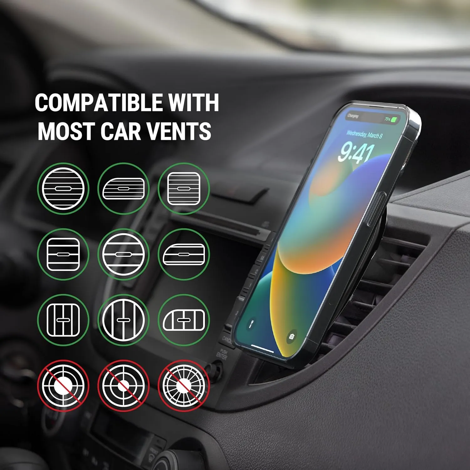 Scosche MagicMount Pro MS 3-in-1 Magnetic Phone Mount, Hands-Free Cell Phone Holder for Car Dashboard/Windshield/Vent Compatible with iPhone 16/15/14/13/12 Pro Pro Max Plus and Mag Safe Case