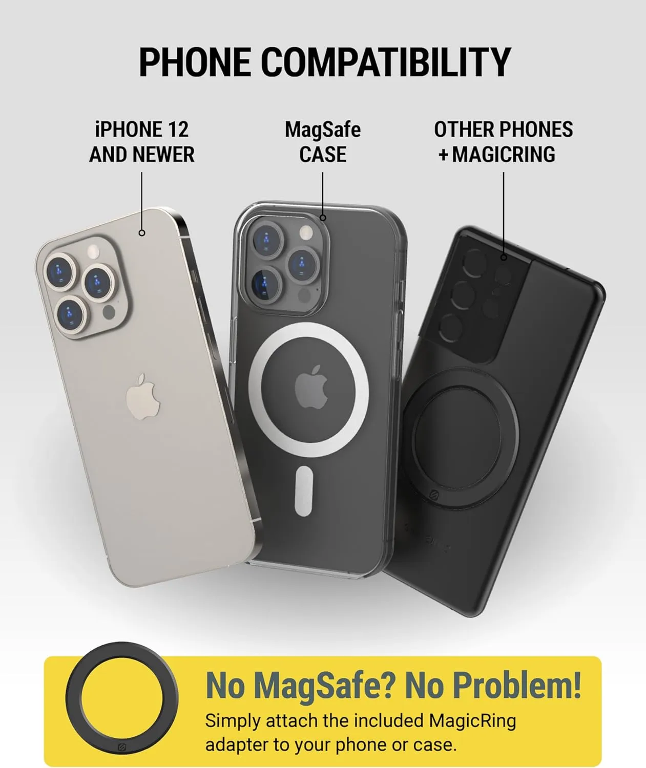 Scosche MagicMount Pro MS 3-in-1 Magnetic Phone Mount, Hands-Free Cell Phone Holder for Car Dashboard/Windshield/Vent Compatible with iPhone 16/15/14/13/12 Pro Pro Max Plus and Mag Safe Case