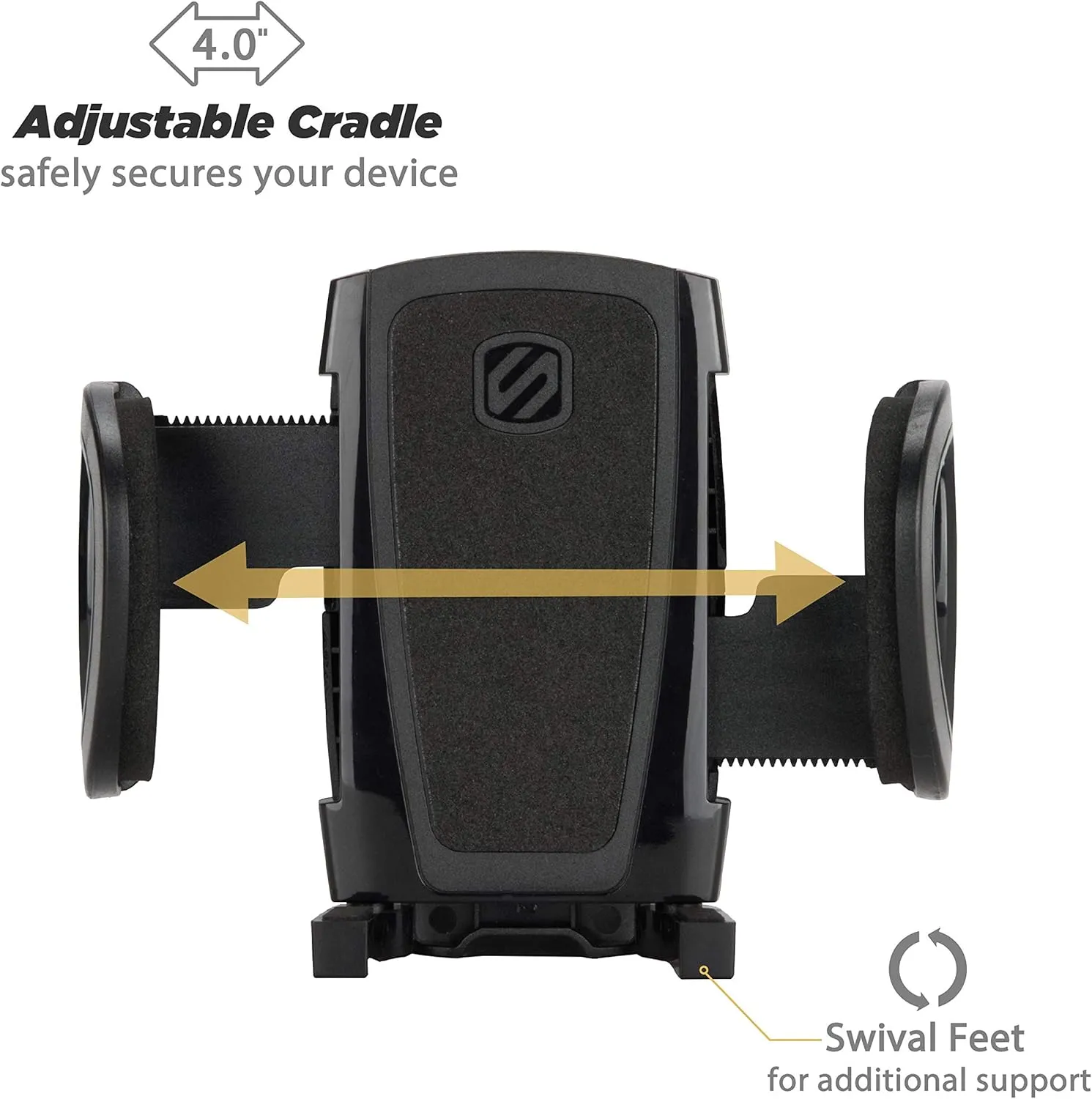 Scosche Non-Magnetic Universal Car Cell Phone Holder with AMPS Mounting Plate for ProClip Vehicle Specific Mount Bases, Mobile Stand Compatible with iPhone, Samsung, Android (Base Required)