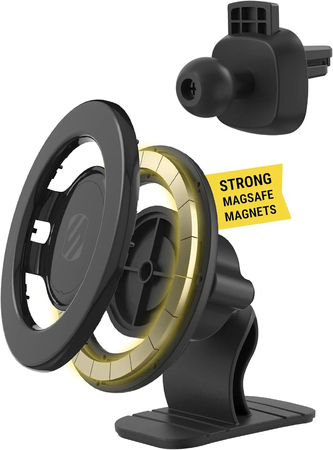 Scosche SMSDV MagicMount MagSafe Car Mount for Vent/Dashboard Cell Phone Holder, 360 Rotation Magnetic Phone Stand for Dash with Vent Clip Compatible with iPhone 16 15 14 13 12 and Android Cellphone