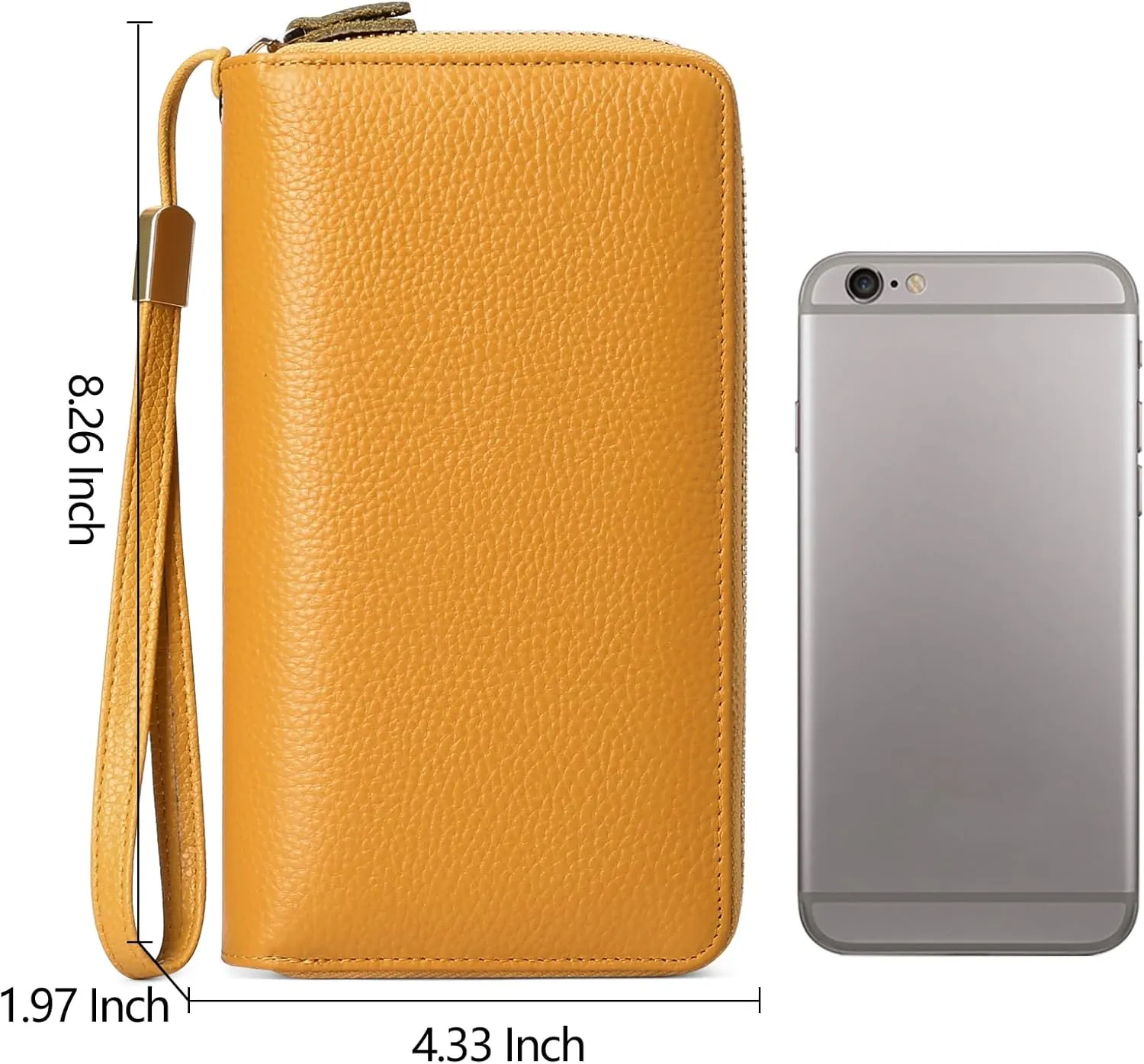 SENDEFN Leather Women Wallet RFID Blocking Zipper Around Phone Holder Clutch Wristlet Large Capacity