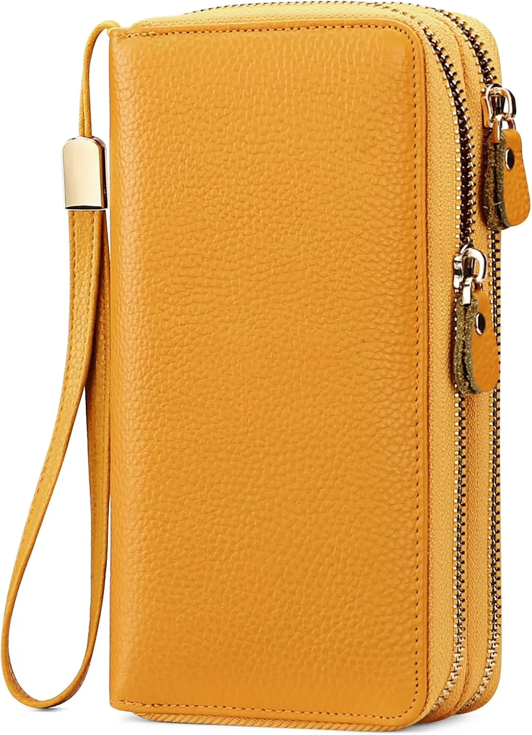 SENDEFN Leather Women Wallet RFID Blocking Zipper Around Phone Holder Clutch Wristlet Large Capacity